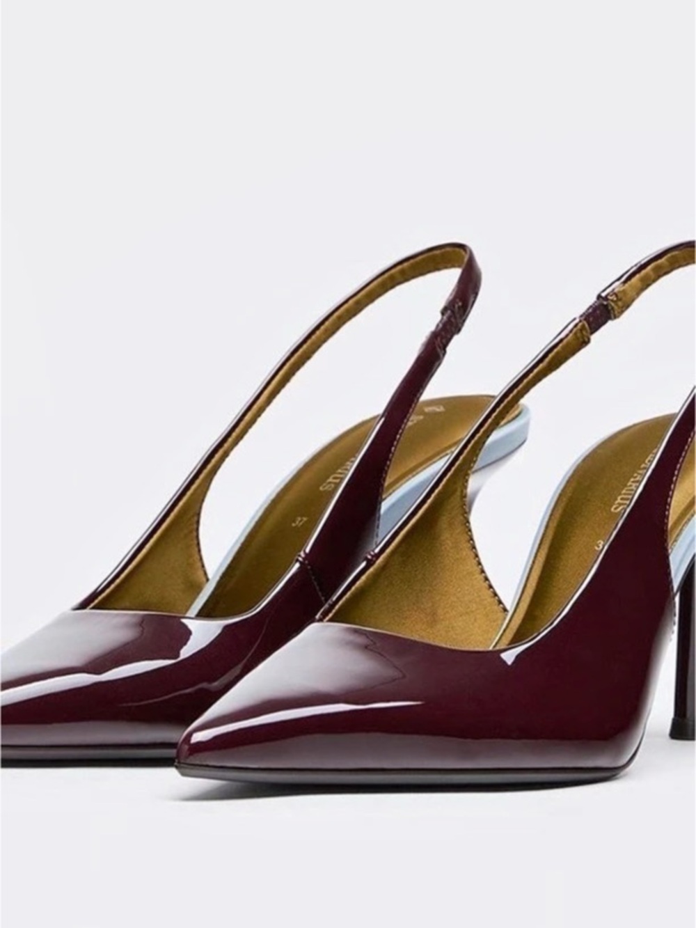 Stradivarius Tricolour Patent Slingback Heels Burgundy Size 8 New